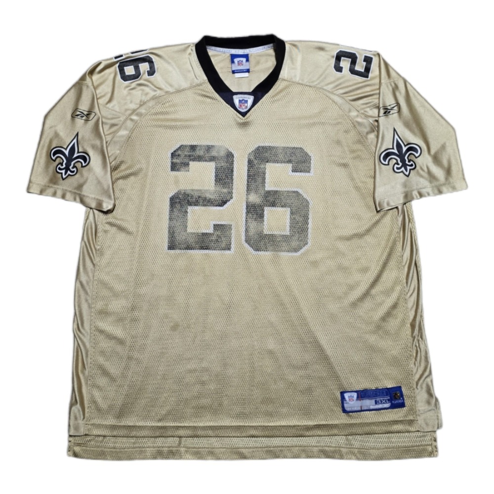 Rare Vintage Gold Deuce McAllister #26 New Orleans Saints Jersey Reebok Mens 3XL